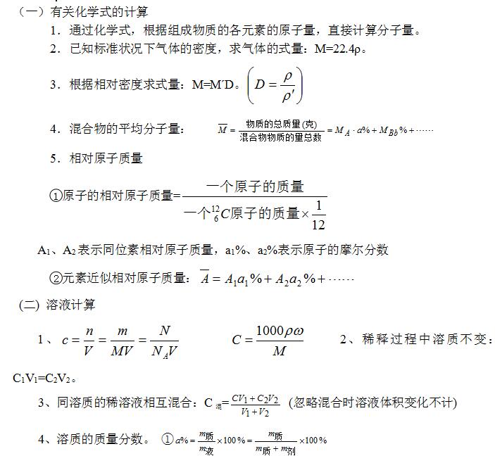 2020年山东成人高考高起本化学难点解析—化学式的计算