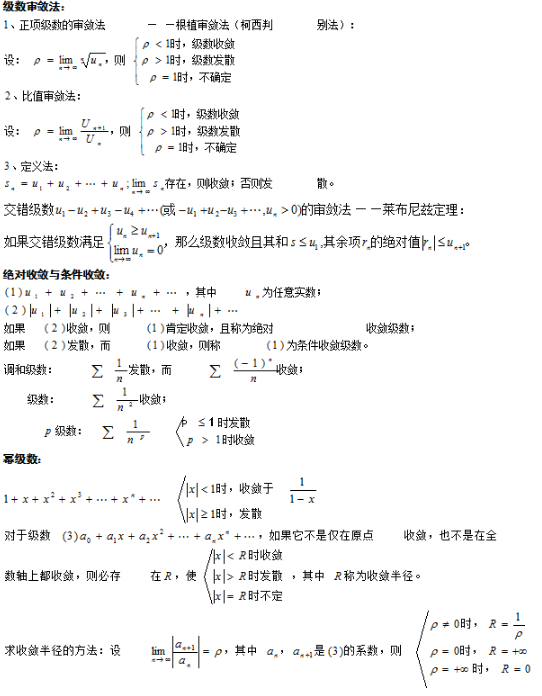 河南成人高考2022年专升本《高等数学（二）》备考公式1