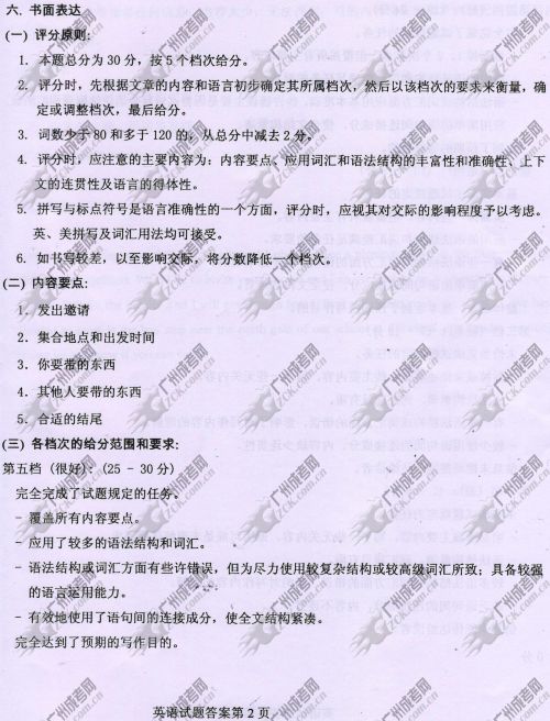 河南省成人高考2014年统一考试英语真题A卷参考答案